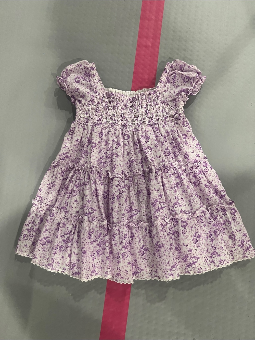 Janie and Jack Purple Floral Smocked Tiered Dress